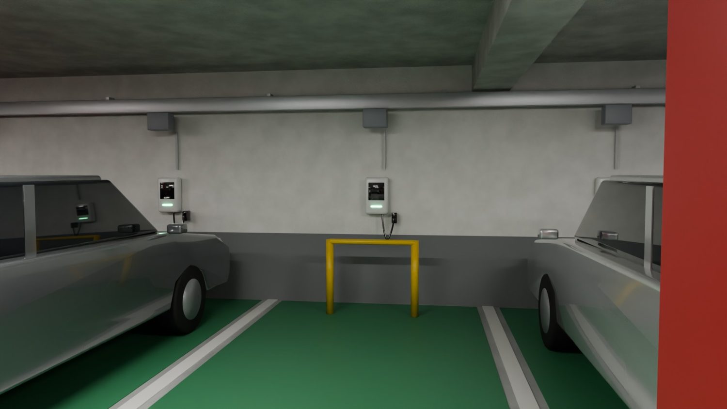 Nahansicht einer Wallbox am Stellplatz